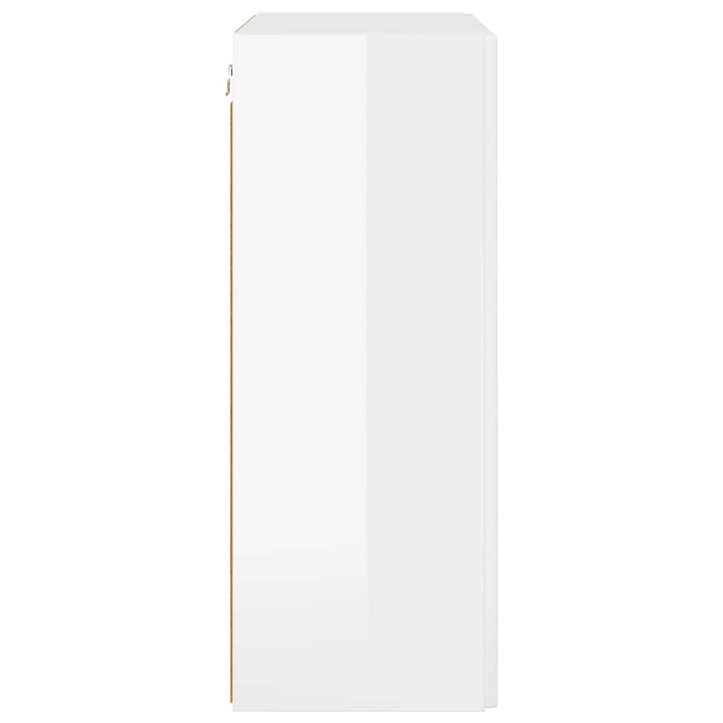 TV Veggskap Høyglanset hvit 59,5 x 31 x 80 cm Konstruert tre