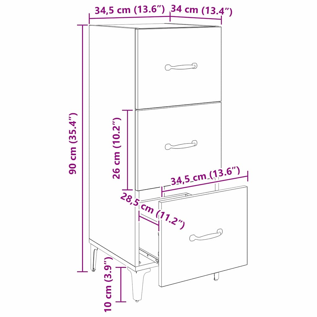 Skjenk Gammelt Tre 34,5 x 34 x 90 cm