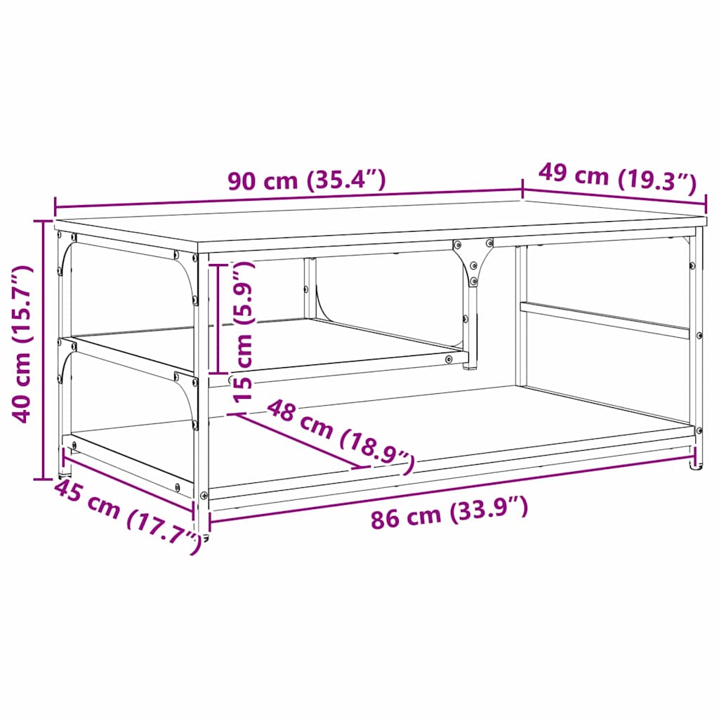 Salongbord Sofabord Gammelt Tre 90 x 49 x 40 cm