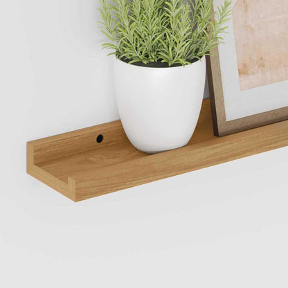 Vegghylle med hylle 2 pcs Brun 40 x 9 x 3 cm Konstruert tre