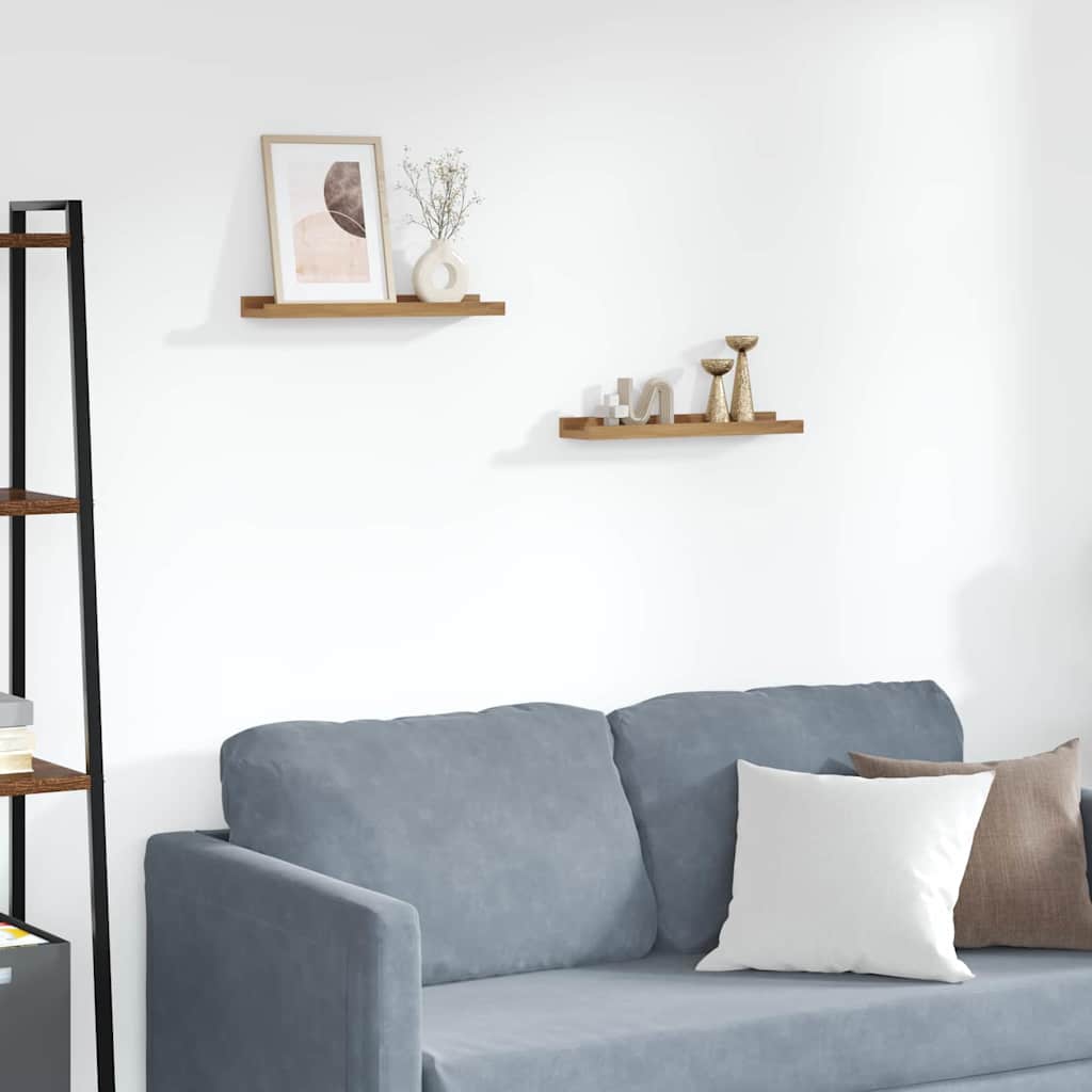 Vegghylle med hylle 2 pcs Brun 40 x 9 x 3 cm Konstruert tre
