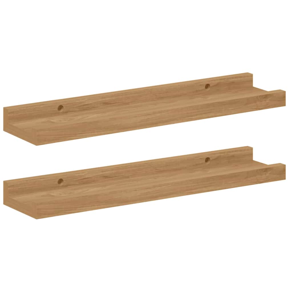 Vegghylle med hylle 2 pcs Brun 40 x 9 x 3 cm Konstruert tre