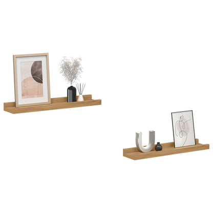 Vegghylle med hylle 2 pcs Brun 40 x 9 x 3 cm Konstruert tre