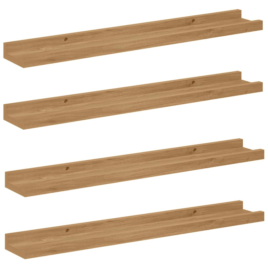 Vegghylle med hylle 4 pcs Brun 60 x 9 x 3 cm Konstruert tre