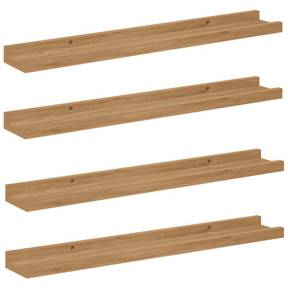 Vegghylle med hylle 4 pcs Brun 60 x 9 x 3 cm Konstruert tre