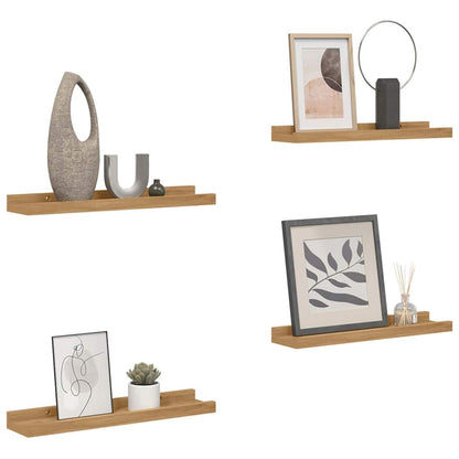 Vegghylle med hylle 4 pcs Brun 60 x 9 x 3 cm Konstruert tre
