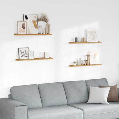 Vegghylle med hylle 4 pcs Beige 80 x 9 x 3 cm Konstruert tre