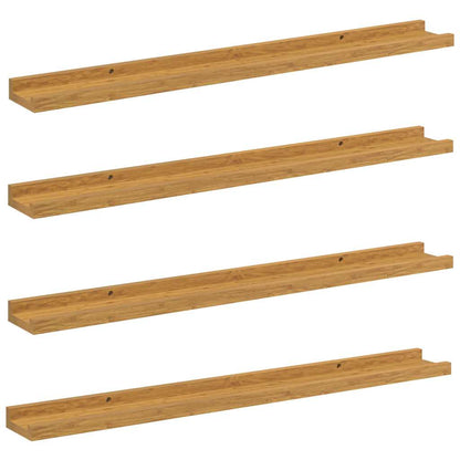 Vegghylle med hylle 4 pcs Beige 80 x 9 x 3 cm Konstruert tre