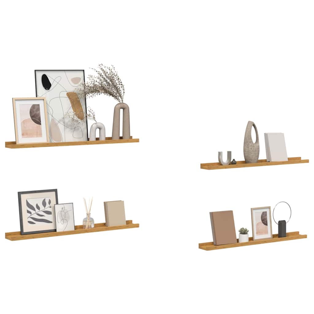 Vegghylle med hylle 4 pcs Beige 80 x 9 x 3 cm Konstruert tre