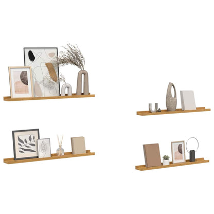 Vegghylle med hylle 4 pcs Beige 80 x 9 x 3 cm Konstruert tre
