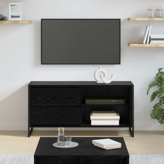 TV-Møbel Svart Eik TV-skap med skuff 100 x 36 x 49,5 cm