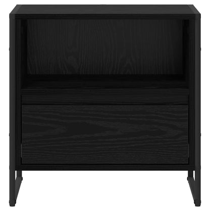 Nattbord Sengbord Svart Eik med skuff 50 x 39,5 x 50 cm