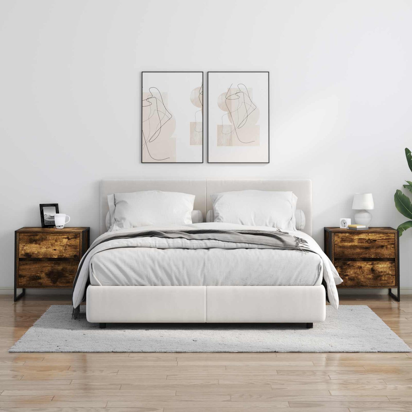 Nattbord Sengbord Røkt Eik med skuff 50 x 39.5 x 50 cm