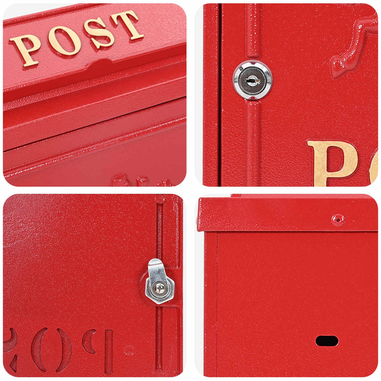 Veggmontert postkasse Rød 29 x 13 x 41 cm Støpt aluminium