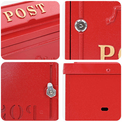 Veggmontert postkasse Rød 29 x 13 x 41 cm Støpt aluminium