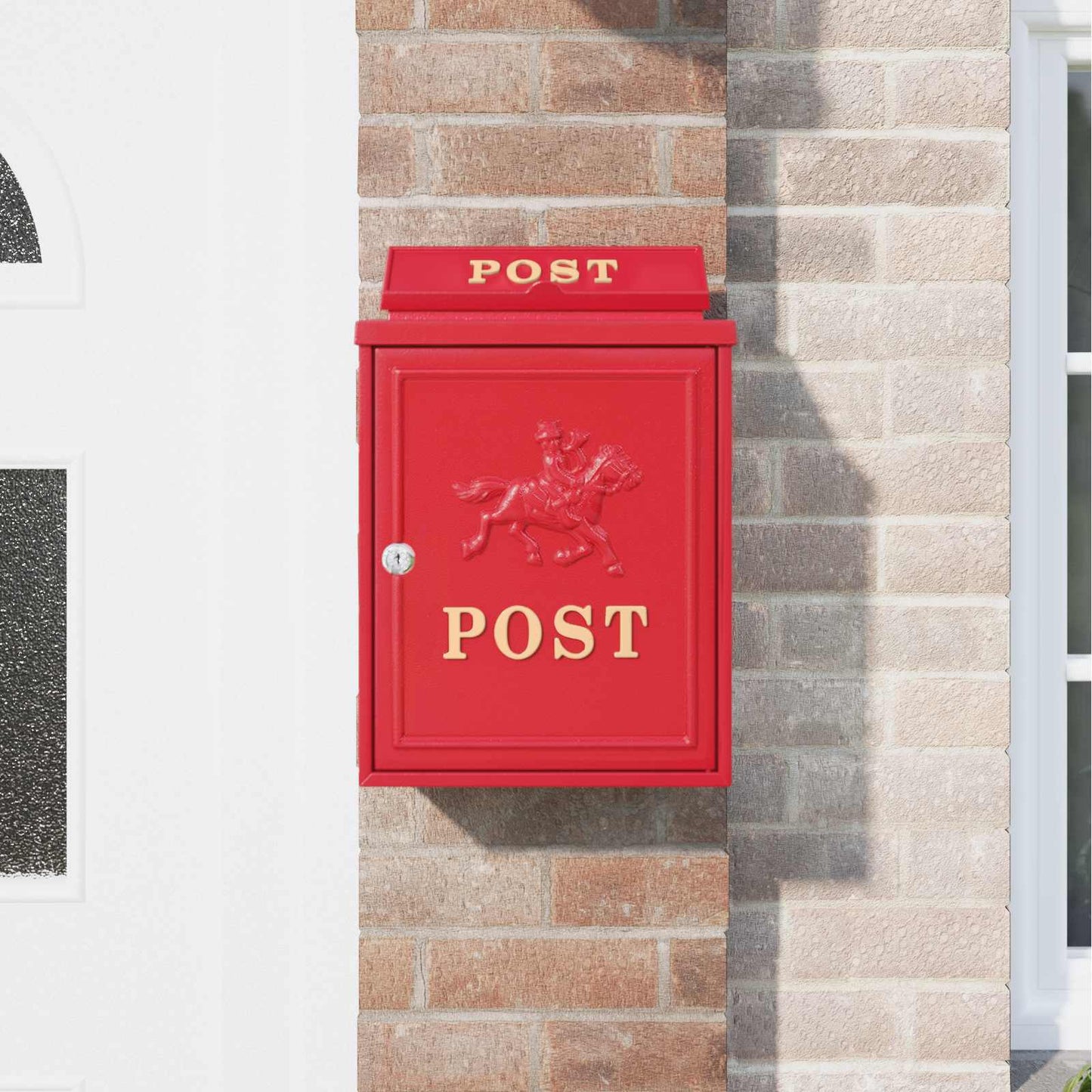 Veggmontert postkasse Rød 29 x 13 x 41 cm Støpt aluminium
