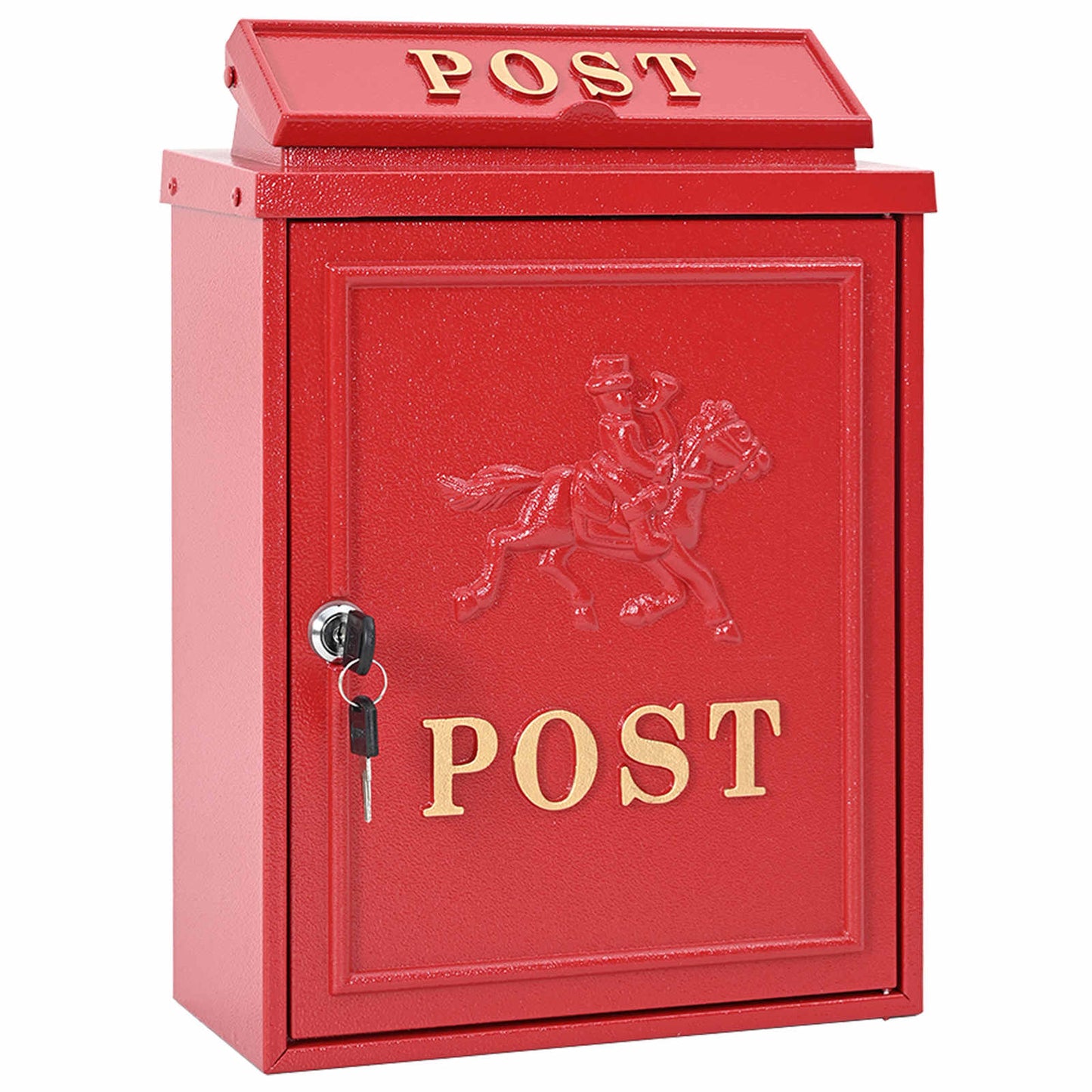 Veggmontert postkasse Rød 29 x 13 x 41 cm Støpt aluminium