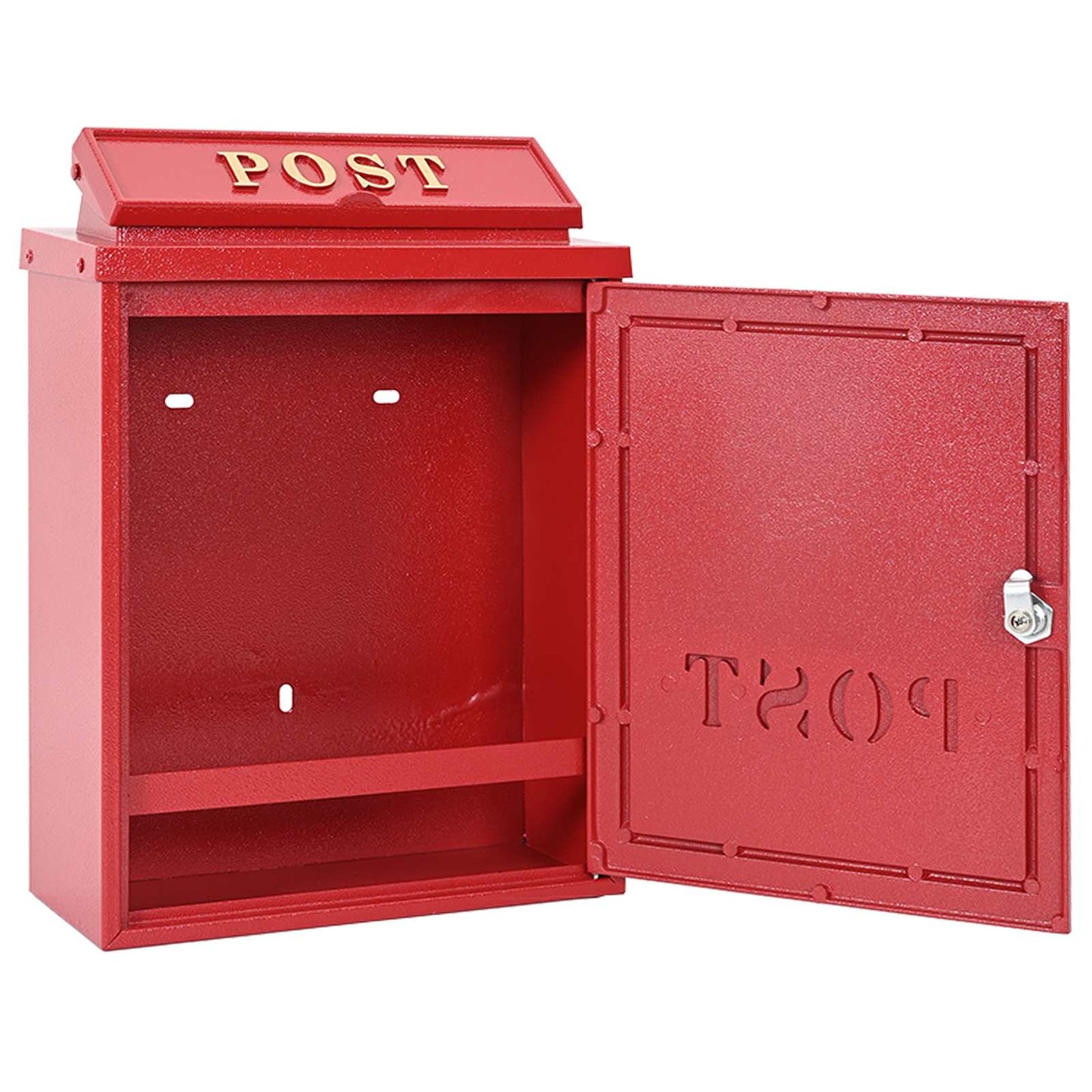 Veggmontert postkasse Rød 29 x 13 x 41 cm Støpt aluminium