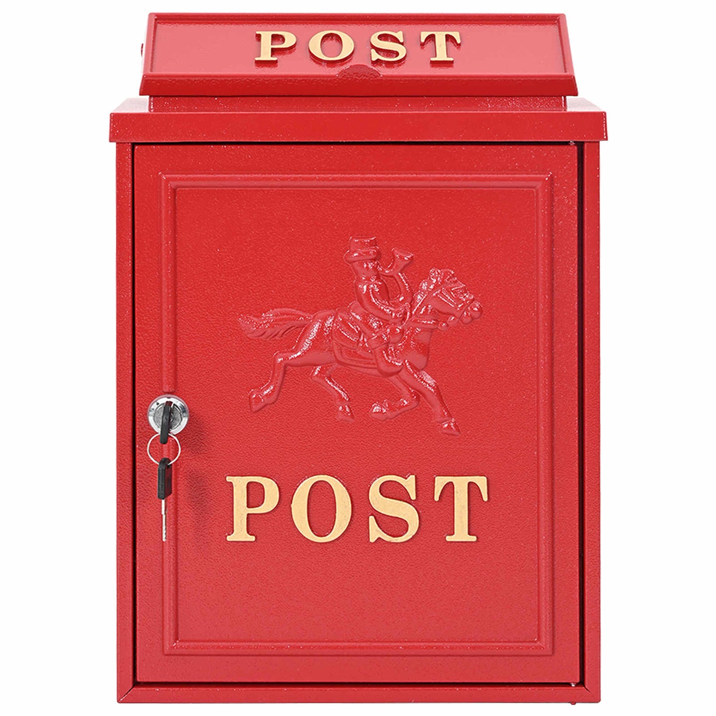 Veggmontert postkasse Rød 29 x 13 x 41 cm Støpt aluminium