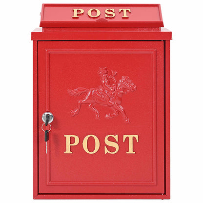 Veggmontert postkasse Rød 29 x 13 x 41 cm Støpt aluminium