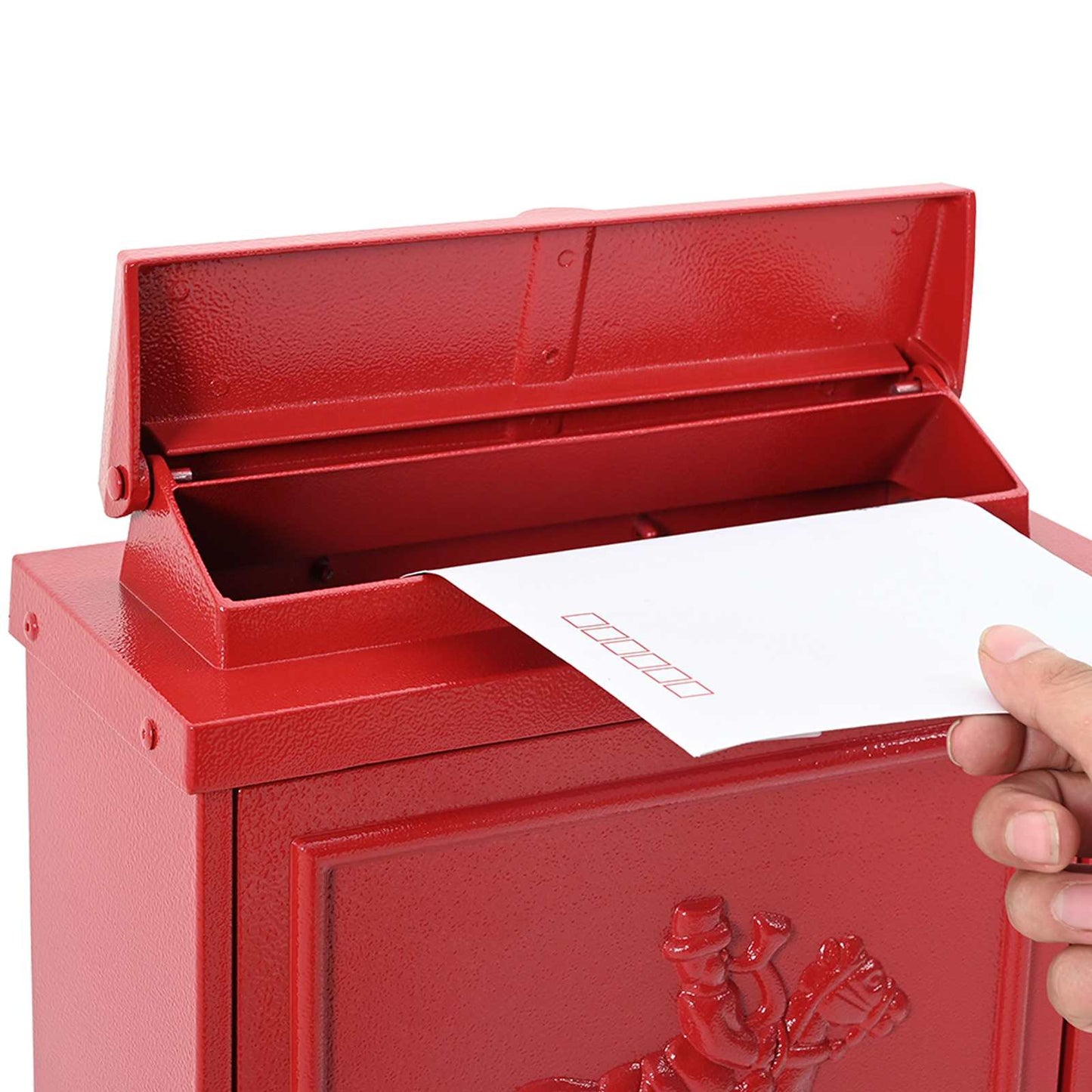 Veggmontert postkasse Rød 29 x 13 x 41 cm Støpt aluminium