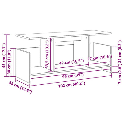 TV-Møbel Svart Eik TV-benk 102 x 35 x 45 cm
