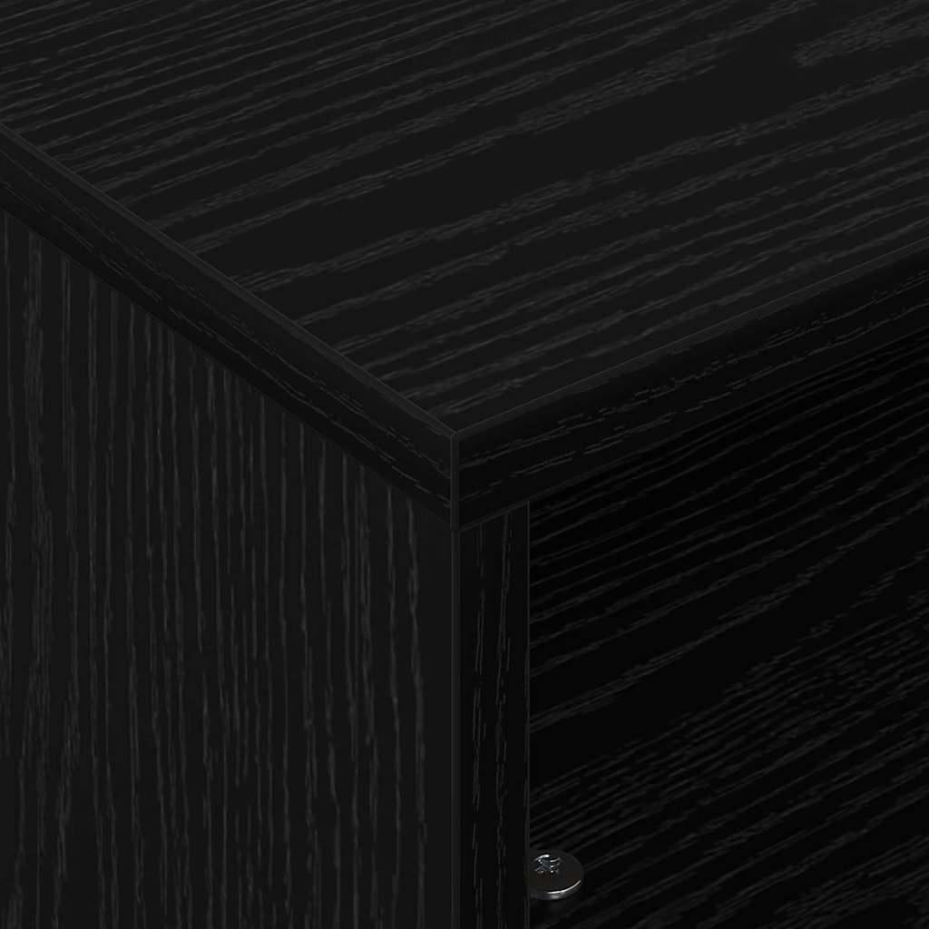 Sidebord med hjul Svart Eik 50,5 x 50 x 30 cm