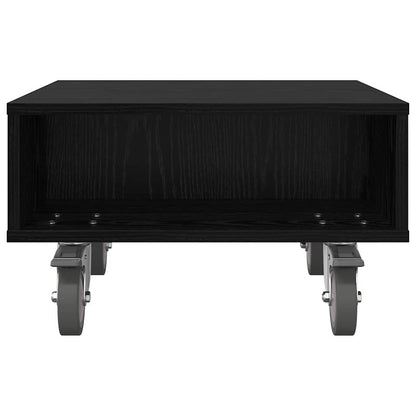 Sidebord med hjul Svart Eik 50,5 x 50 x 30 cm