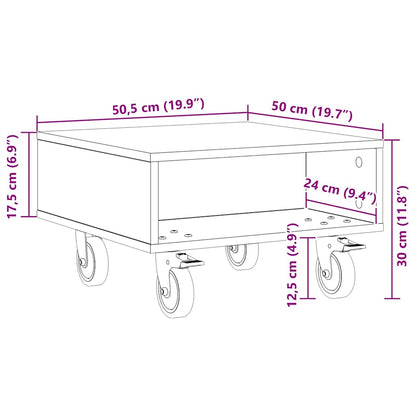 Sidebord med hjul Gammelt Tre 50,5 x 50 x 30 cm