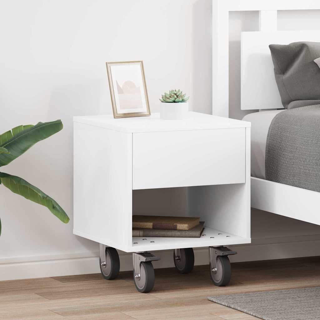 Nattbord 2 pcs Hvit 40,5 x 40 x 48 cm Konstruert tre