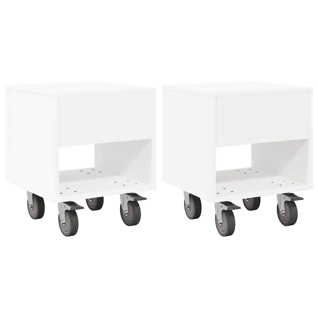 Nattbord 2 pcs Hvit 40,5 x 40 x 48 cm Konstruert tre