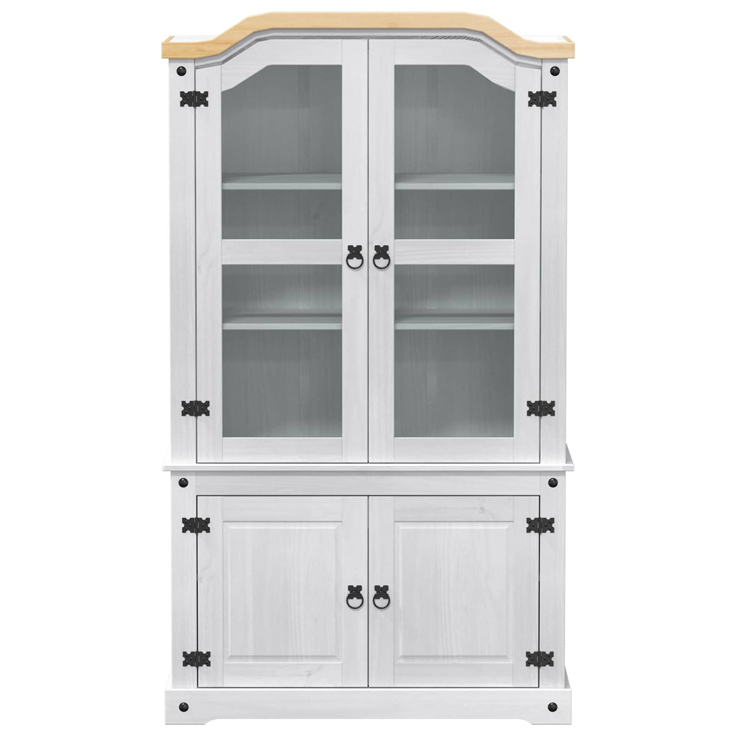 Vitrineskap Hvit 103.5 x 42 x 180 cm Massiv furu