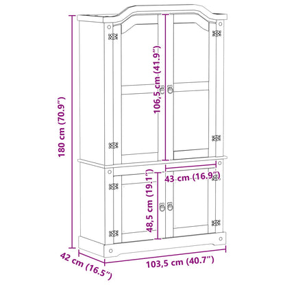 Vitrineskap Hvit 103.5 x 42 x 180 cm Massiv furu