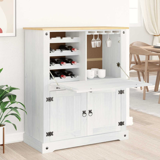 Vinstativ Vinskap Hvit 97 x 45 x 114 cm Massiv furu