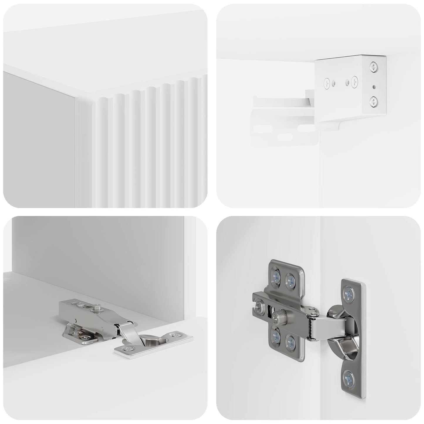 TV vegghyllesett Veggmontert 4 pcs Hvit Konstruert tre
