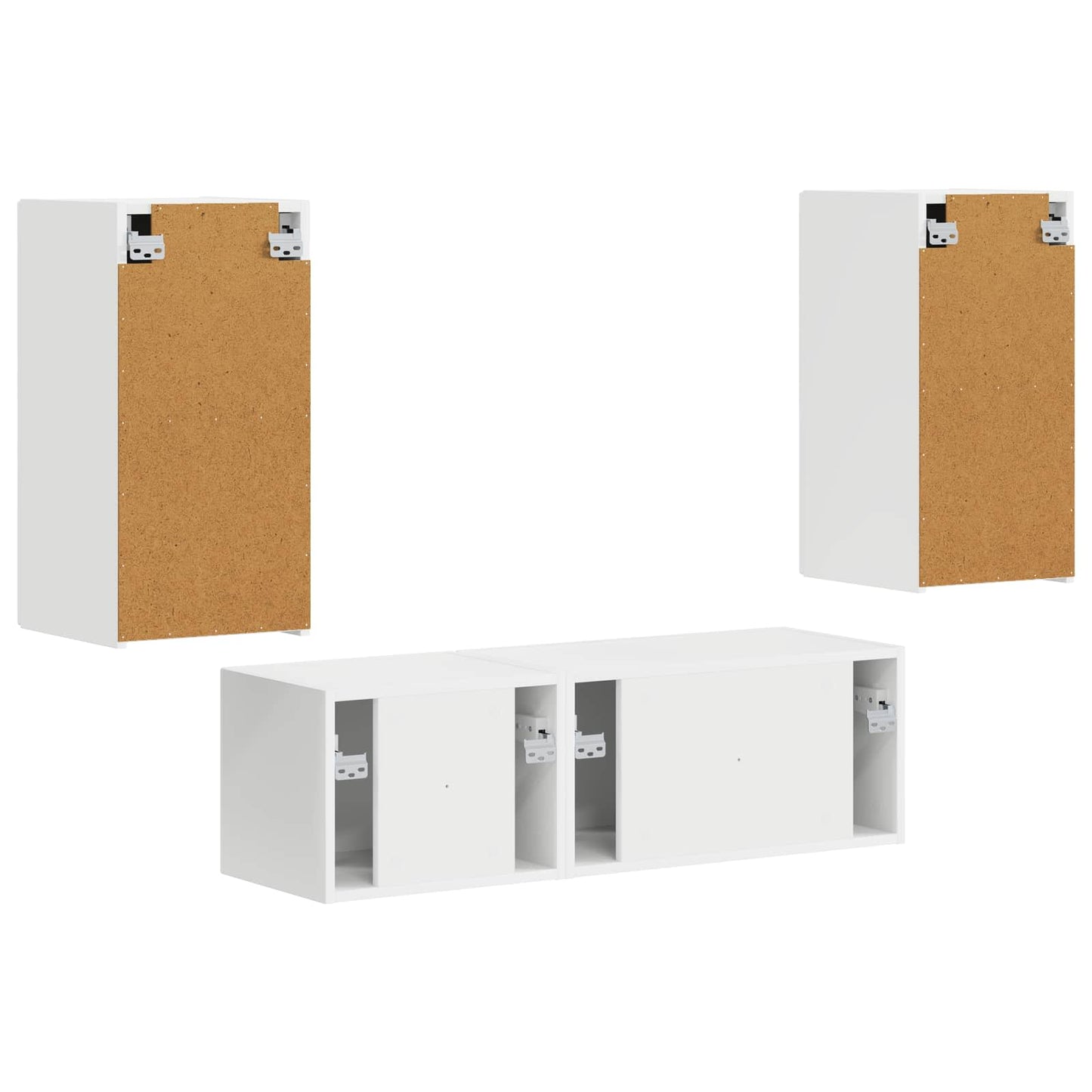 TV vegghyllesett Veggmontert 4 pcs Hvit Konstruert tre