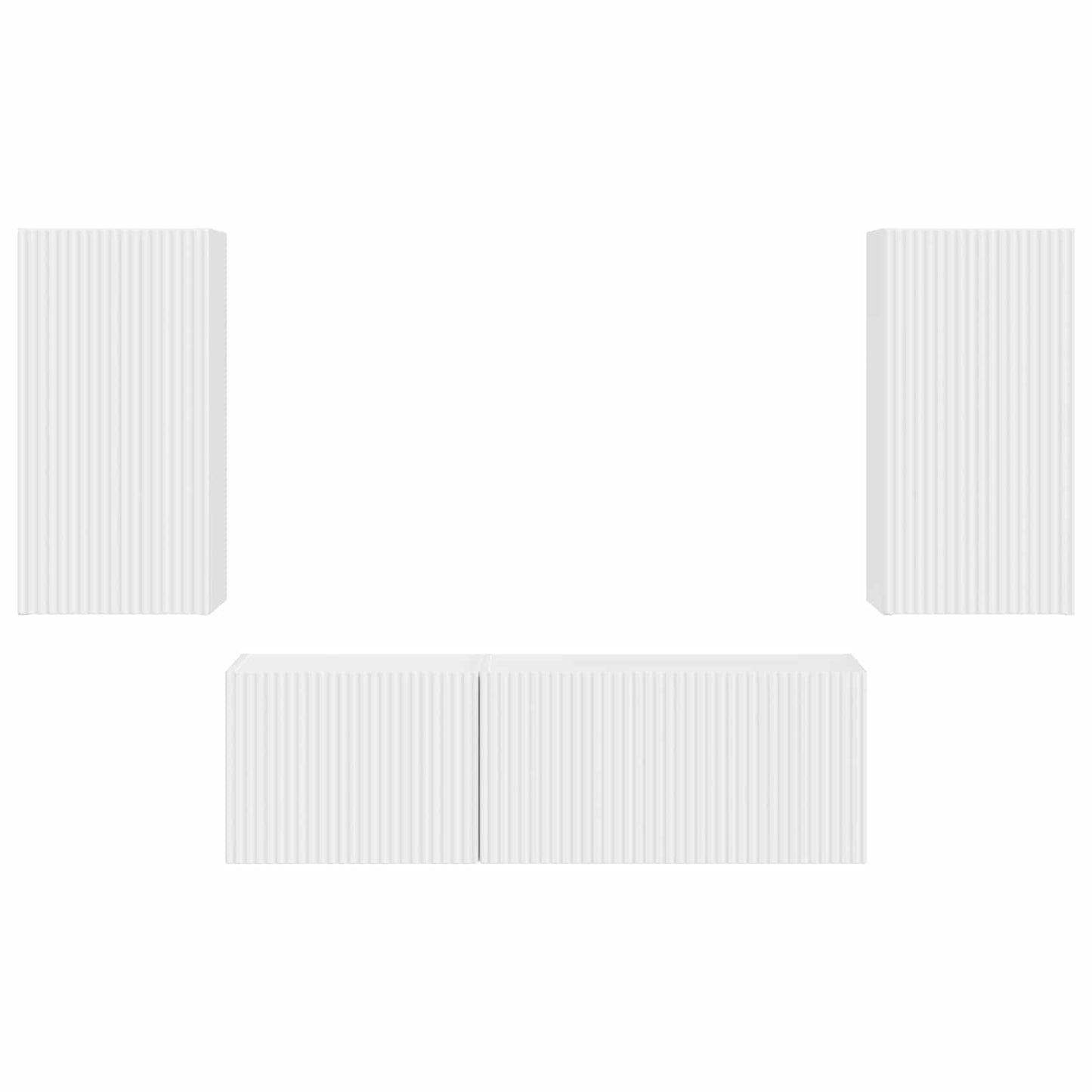 TV vegghyllesett Veggmontert 4 pcs Hvit Konstruert tre