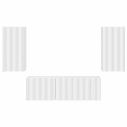 TV vegghyllesett Veggmontert 4 pcs Hvit Konstruert tre