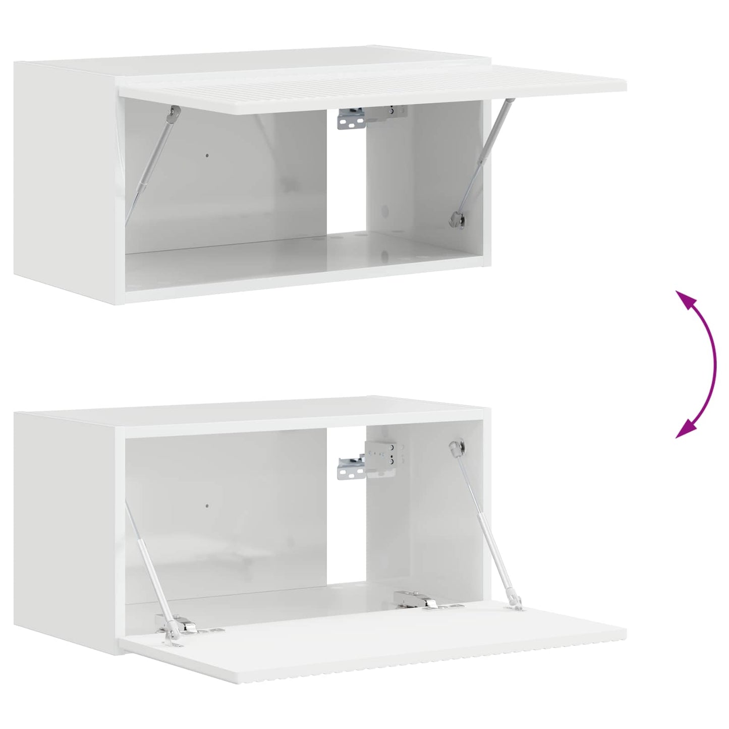 TV vegghyllesett Veggmontert 4 pcs Hvit Konstruert tre