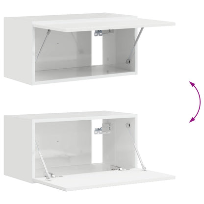 TV vegghyllesett Veggmontert 4 pcs Hvit Konstruert tre