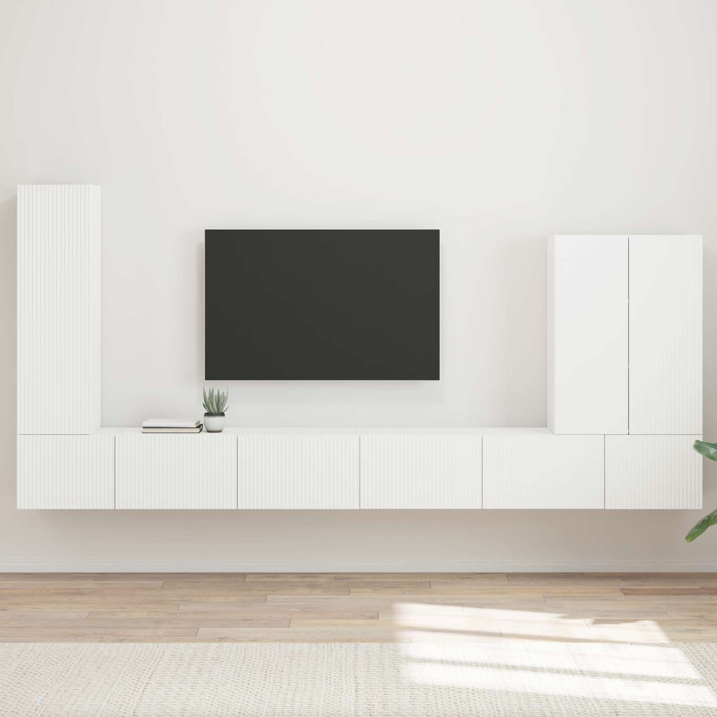 TV vegghyllesett Veggmontert 6 pcs Hvit