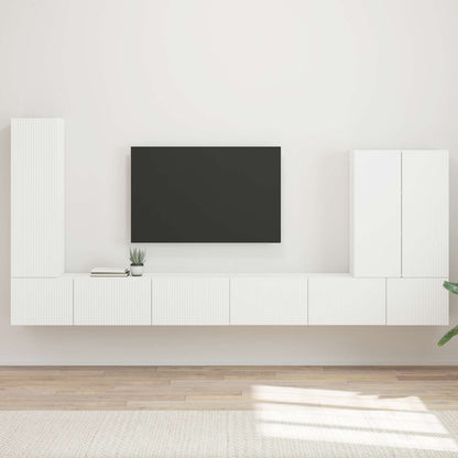 TV vegghyllesett Veggmontert 6 pcs Hvit