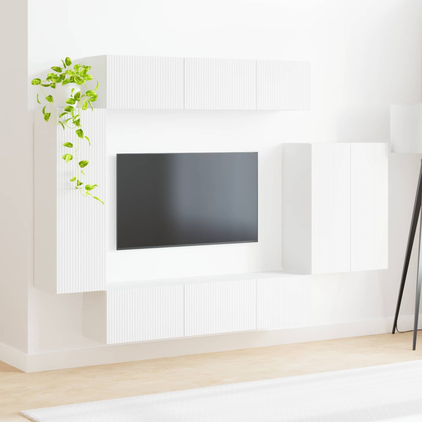 TV vegghyllesett Veggmontert 6 pcs Hvit