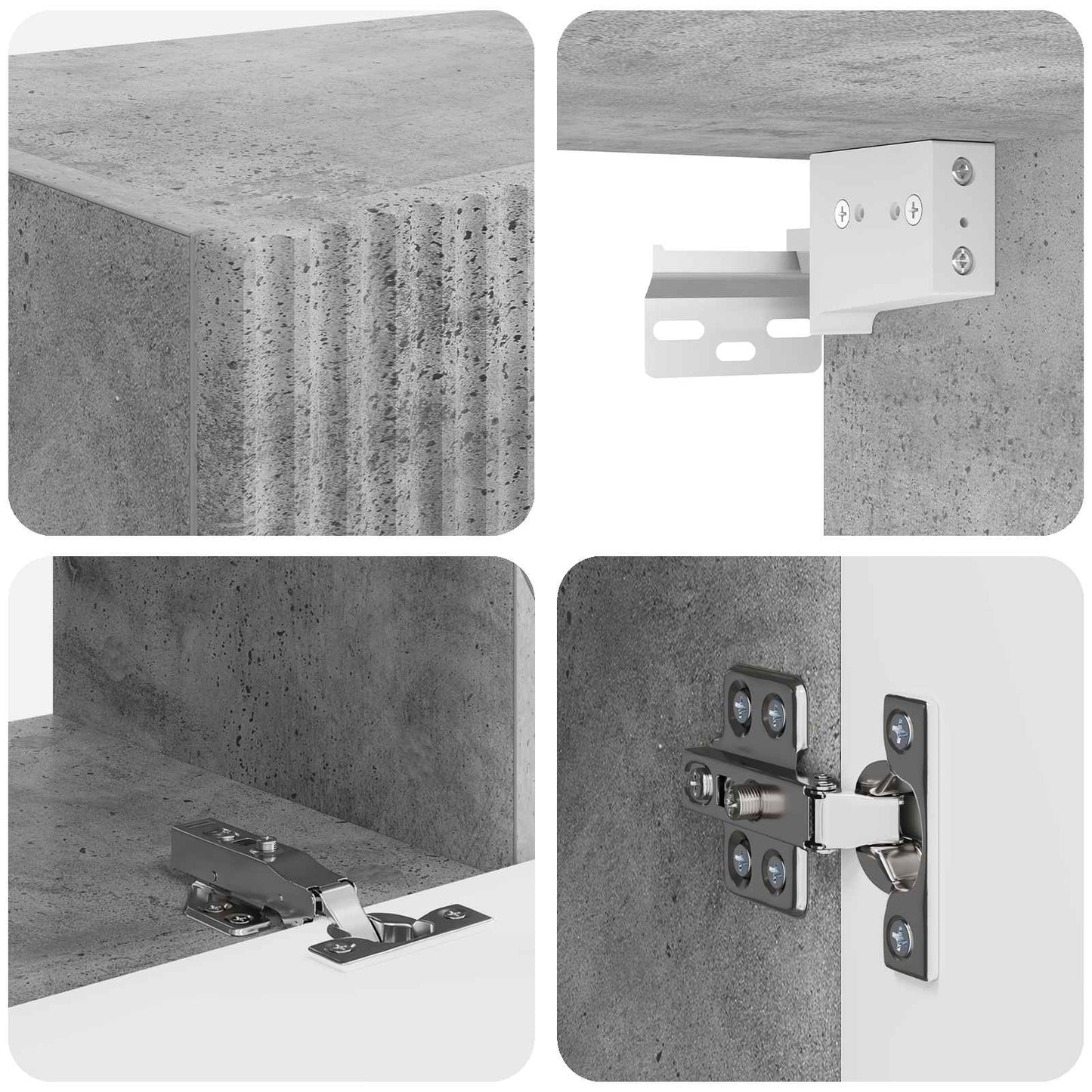 TV-benksett 6 pcs Betonggrå Konstruert tre