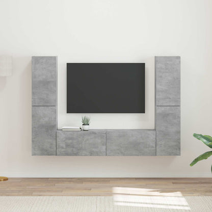 TV-benksett 6 pcs Betonggrå Konstruert tre