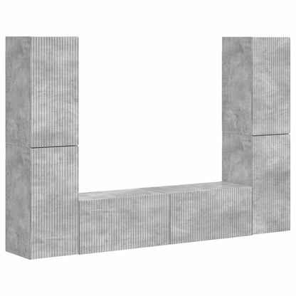 TV-benksett 6 pcs Betonggrå Konstruert tre