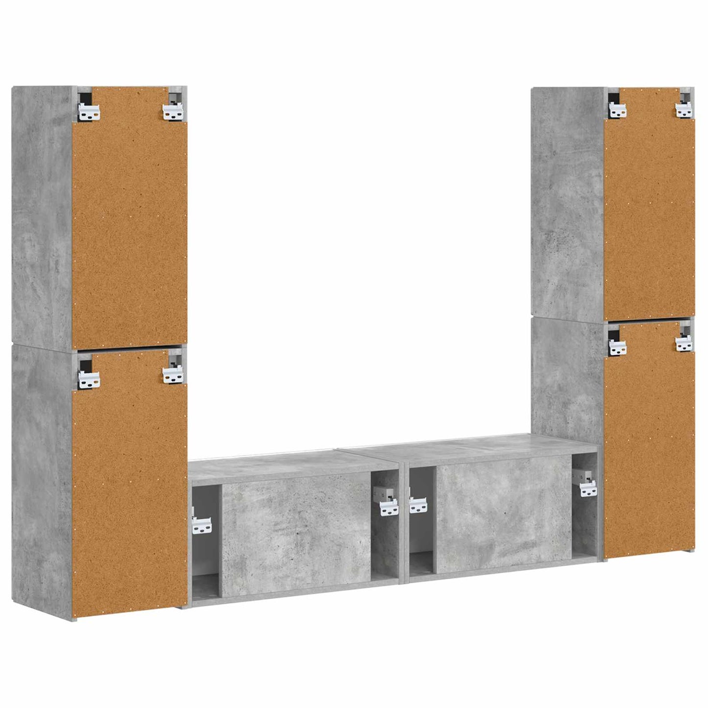 TV-benksett 6 pcs Betonggrå Konstruert tre