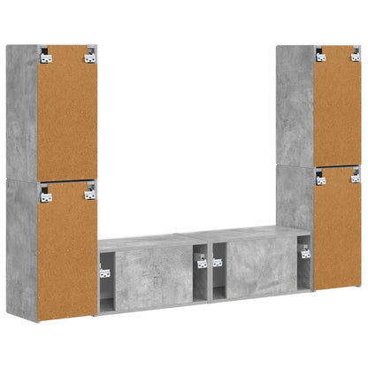 TV-benksett 6 pcs Betonggrå Konstruert tre