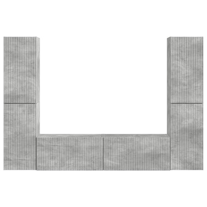 TV-benksett 6 pcs Betonggrå Konstruert tre