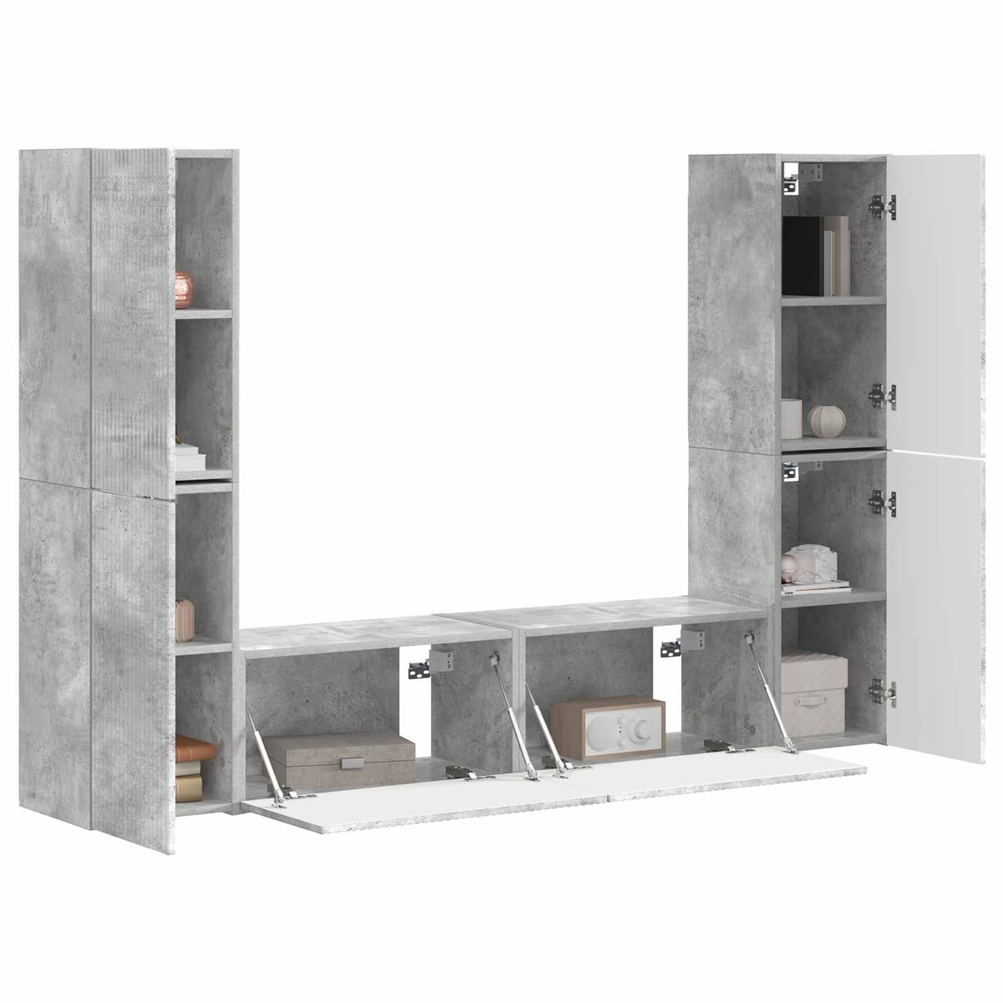 TV-benksett 6 pcs Betonggrå Konstruert tre